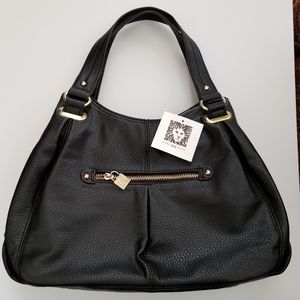 Anne Klein Black Trinity Satchel Handbag NWT